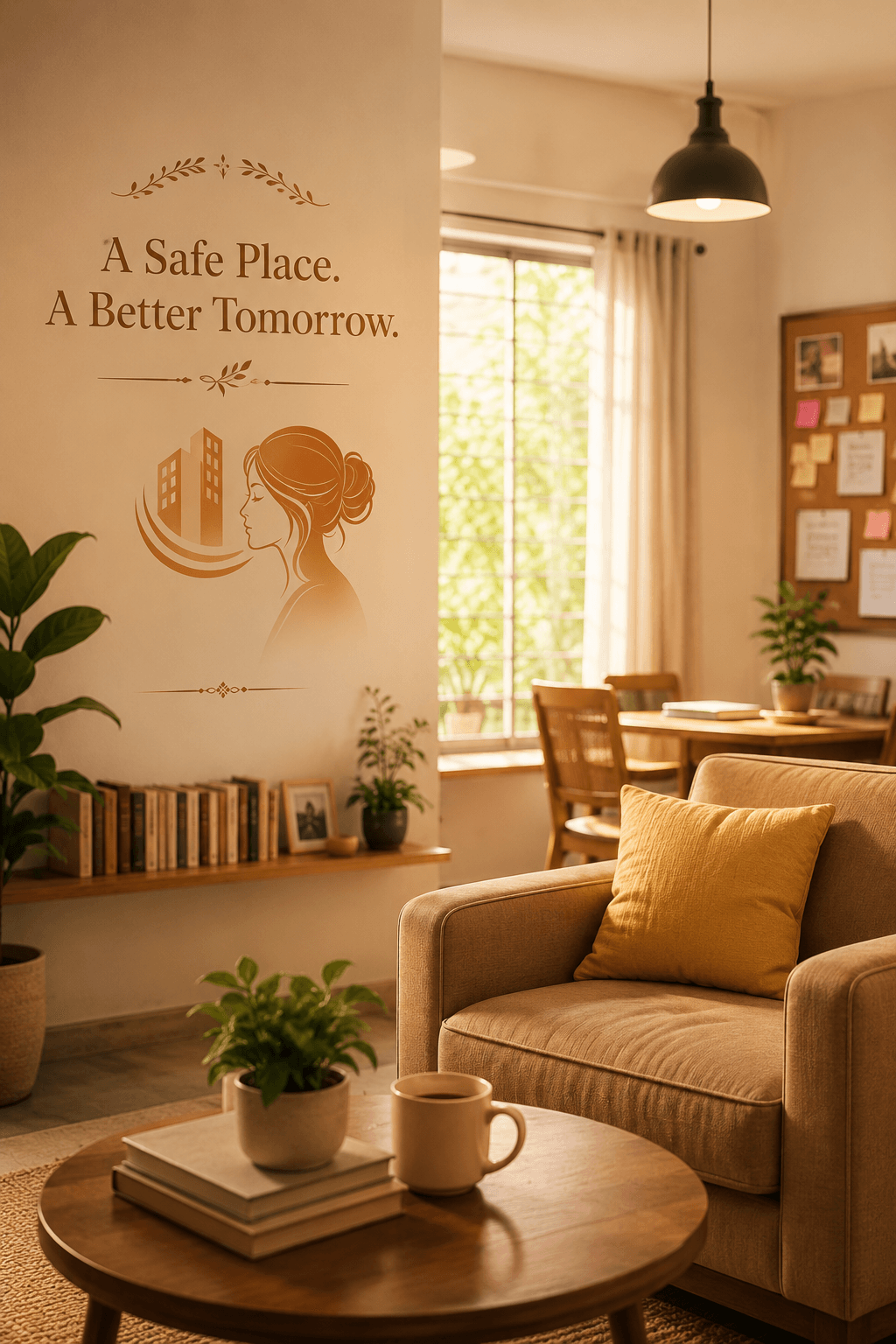 Warm, home-like common lounge at Royal Nestoria women's hostel near Thiruverkadu, Chennai